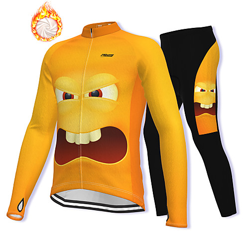 

21Grams Men's Long Sleeve Cycling Jacket with Pants Winter Fleece Spandex Orange 3D Bike Fleece Lining Warm Sports Graphic Mountain Bike MTB Road Bike Cycling Clothing Apparel / Stretchy / Athleisure