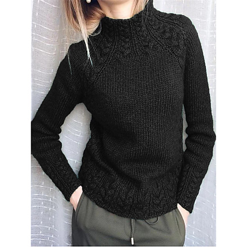 

Women's Solid Color Plain Pullover Long Sleeve Sweater Cardigans Turtleneck Fall Winter