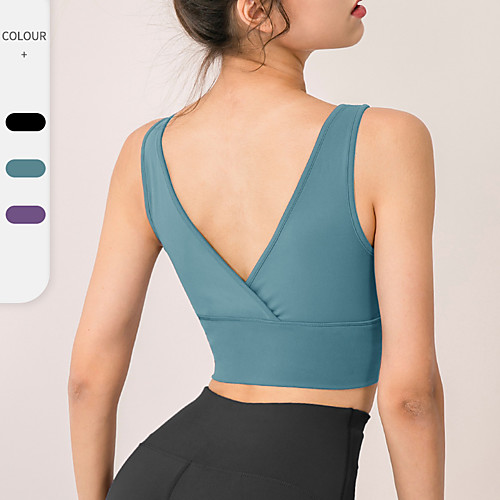 

Women's Sports Bra Sports Bra Top Running Bra Patchwork Yoga Running Fitness Quick Dry Front Zipper Sweat-wicking Padded Light Support Front Zipper Black Purple Red Green Blue