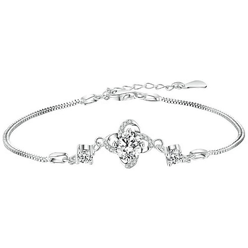 

Women's Clear Cubic Zirconia Bracelet Geometrical Heart Stylish Simple Copper Bracelet Jewelry Silver For Daily Promise