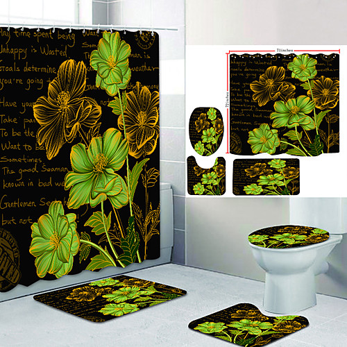 

Bathroom Shower Curtain & Mat Set Modern Polyester New Design