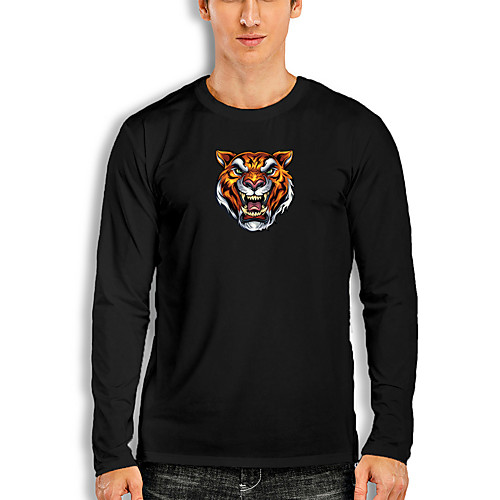 

Men's T shirt 3D Print Graphic Tiger Animal Print Long Sleeve Daily Tops Basic Casual White Black Red