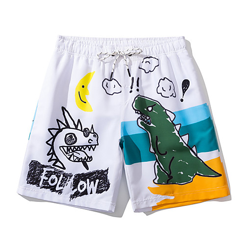

Men's Swim Trunks Board Shorts Swimsuit Print White Swimwear Bathing Suits Casual Cute / Sports
