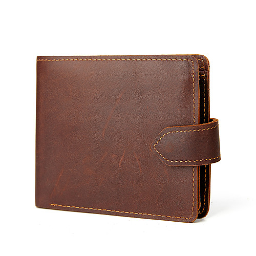 

Men's Bags Cowhide Wallet Zipper Daily Outdoor 2021 Dark Brown