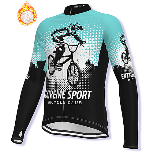 

21Grams Men's Long Sleeve Cycling Jacket Winter Fleece Spandex Sky Blue Bike Jacket Mountain Bike MTB Road Bike Cycling Fleece Lining Warm Sports Clothing Apparel / Stretchy / Athleisure