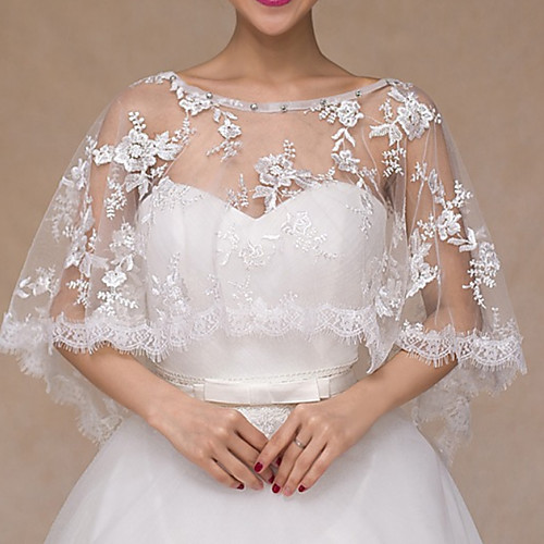 

Sleeveless Shawls / Bridal Chinlon Wedding Shawl & Wrap / Women's Wrap With Lace / Beading