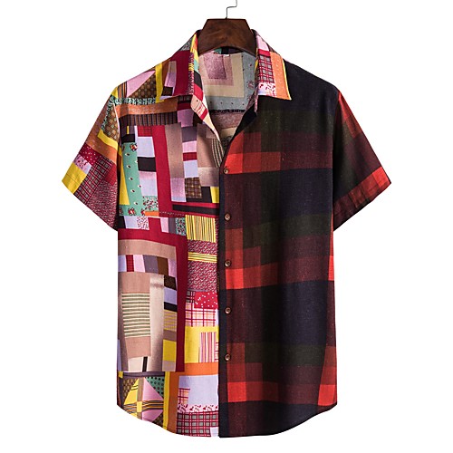 

Men's Shirt Other Prints Graphic Print Short Sleeve Daily Tops Streetwear Black / Red