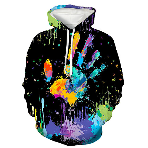

Men's Pullover Hoodie Sweatshirt Graphic Print Daily Holiday 3D Print Basic Casual Hoodies Sweatshirts Black
