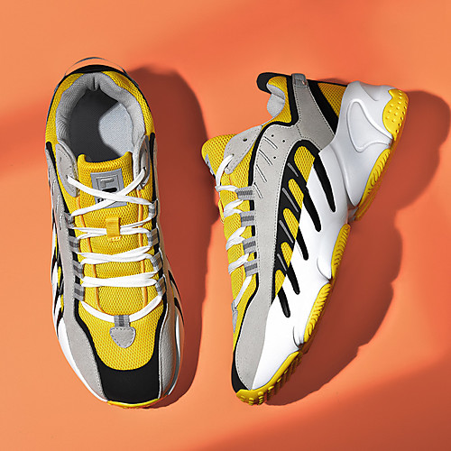 

Men's Trainers Athletic Shoes Sporty Casual Athletic Running Shoes Basketball Shoes Tissage Volant Breathable Non-slipping Wear Proof Yellow Gray Fall