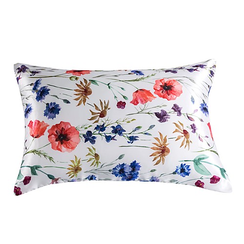 

2PCS Pillowcase Floral Print Silky Satin Pillowcase Standard Size Luxury Satin Pillowcase with Zipper Closure