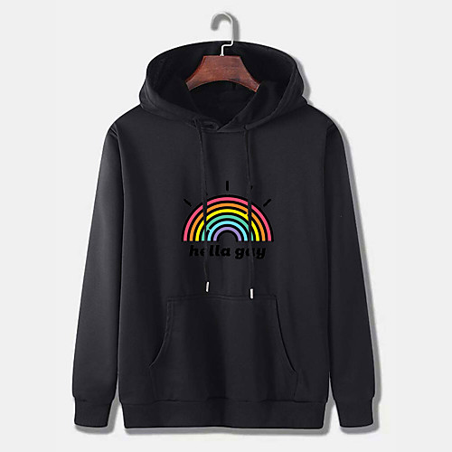 

Men's Pullover Hoodie Sweatshirt Graphic Rainbow Print Daily Weekend Other Prints Casual Hoodies Sweatshirts Wine Red Black Dark Gray