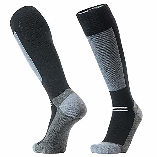 

KOLD FEET Women's Men's Knee-High Merino Wool Ski Socks Lightweight Performance Warm Outdoor Snowboard Skiing Socks (Black&Grey, Medium)