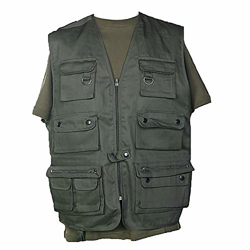 

Safari Vest Multi-Pocket Hunting Fishing Men's Pockets Green Blue Black Camouflage, green, XXXL