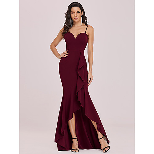 

Women's Trumpet / Mermaid Dress Maxi long Dress Red Sleeveless Solid Color Fall Spring Formal Sexy 2021 S M L XL XXL 3XL 4XL