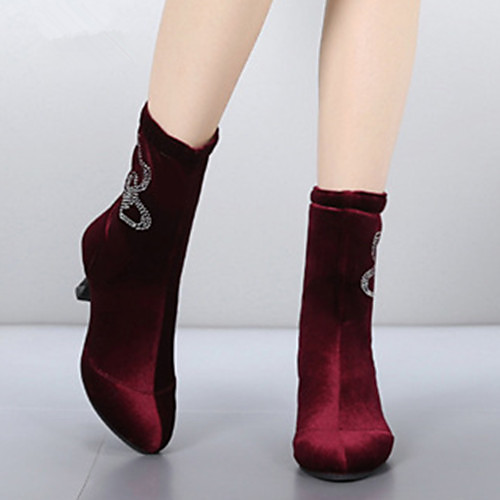 

Women's Dance Boots Boots Thick Heel Black Dark Red Loafer Adults'