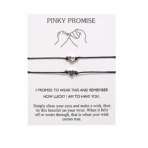 pinky promise distance matching bracelets,for couples,best friend bracelet gifts boyfriend girlfriend,him and her,women men (heart)