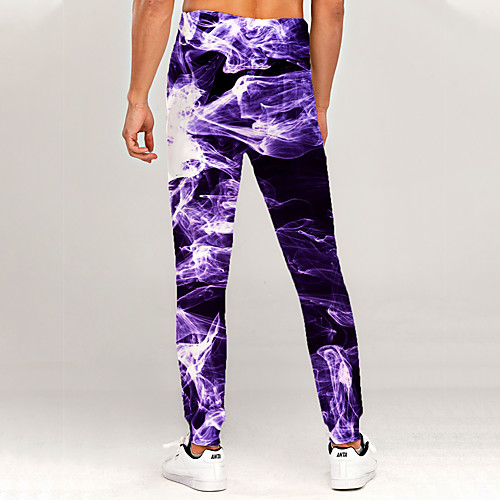 

Men's Novelty Casual / Sporty Outdoor Sports Casual Daily Sweatpants Trousers Pants Graphic 3D Full Length Print Purple