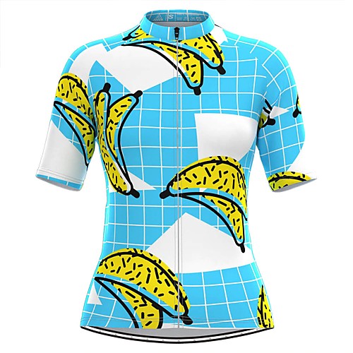

Women's Short Sleeve Cycling Jersey Blue Plaid Checkered Fruit Bike Top Mountain Bike MTB Road Bike Cycling Breathable Quick Dry Sports Clothing Apparel / Stretchy / Athleisure