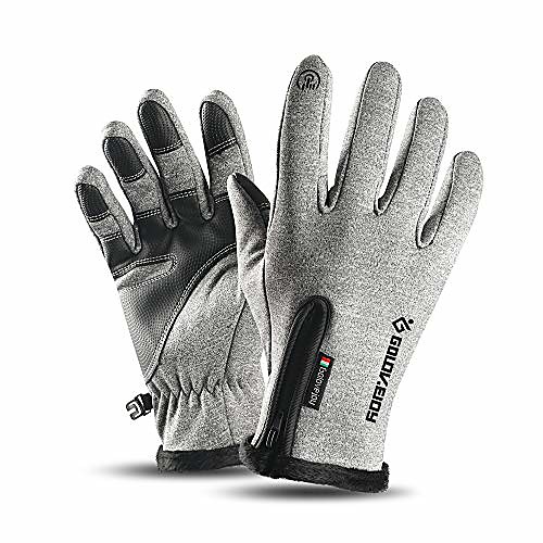

Winter Thermal Ski Gloves Windproof & Waterproof & Anti-slip Fleece Touch Screen Snowboard Gloves for Men and Women(Grey, XL)