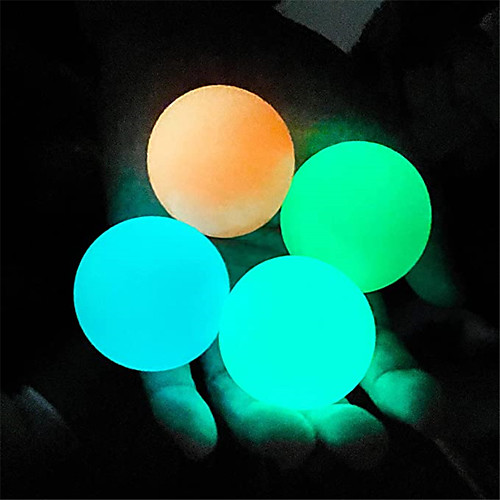 

Sensory Fidget Toy Sticky Ceiling Balls Stress Reliever 4 pcs Glow in the Dark Luminescent Silicone For Kid's Adults' Boys and Girls