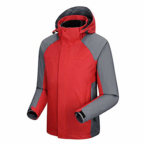 

Men's Outdoor Camping Waterproof Fleece Raincoat 3-in-1 Hooded Jacket Red XS