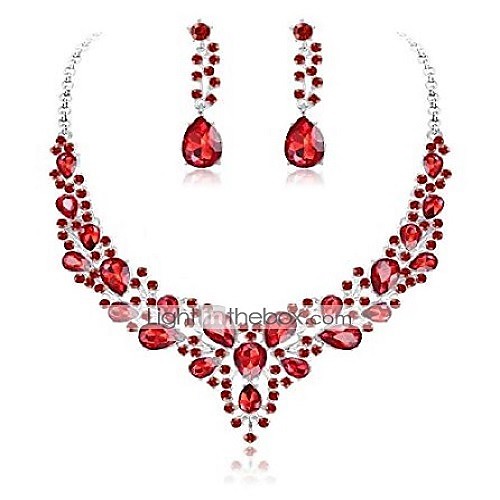 

crystal bridal jewelry set for women rhinestone necklace earrings wedding bridesmaid