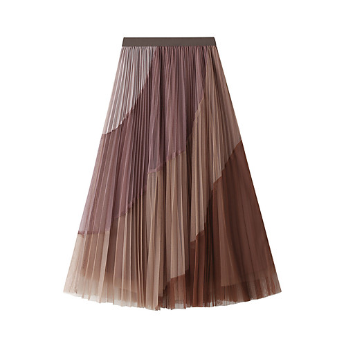 

Women's Daily Weekend Streetwear Skirts Solid Colored Pleated Patchwork Blushing Pink Khaki