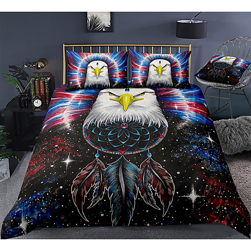 

Eagle Print 3-Piece Duvet Cover Set Hotel Bedding Sets Comforter Cover with Soft Lightweight Microfiber, Include 1 Duvet Cover, 2 Pillowcases for Double/Queen/King(1 Pillowcase for Twin/Single)