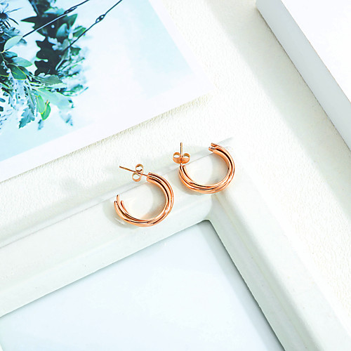 

Women's Hoop Earrings Geometrical Happy Stylish Simple Earrings Jewelry Gold For Daily Prom