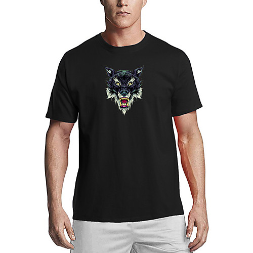 

Men's T shirt 3D Print Graphic Wolf Animal Print Short Sleeve Daily Tops Basic Casual White Black Red
