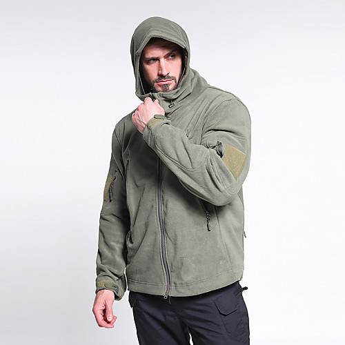 

Men's Hiking Fleece Jacket Outdoor Thermal Warm Windproof Wearproof Comfortable Spring Fall Winter Solid Colored Coat Top Terylene Flannel Camping / Hiking Hunting Fishing Black Army Green Grey