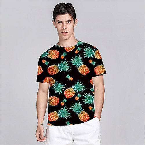 

Men's T shirt 3D Print Graphic Prints Fruit 3D Print Short Sleeve Daily Tops Casual Beach Black