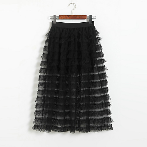 

Women's Vacation Party & Evening Streetwear Skirts Solid Colored See Through Patchwork Black