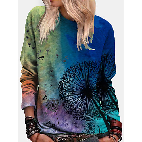 

Women's Pullover Sweatshirt Graphic Dandelion Daily Going out Work Casual Hoodies Sweatshirts Blue Green