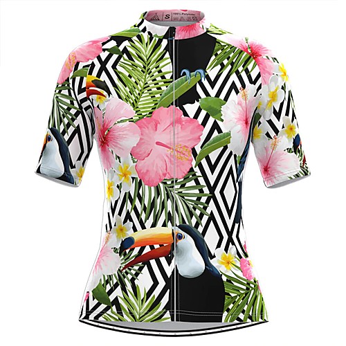 

Women's Short Sleeve Cycling Jersey Green Floral Botanical Bird Bike Top Mountain Bike MTB Road Bike Cycling Breathable Quick Dry Sports Clothing Apparel / Stretchy / Athleisure