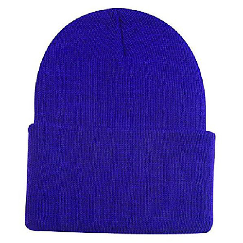 

Knit Watch Cap with Cuff, Purple