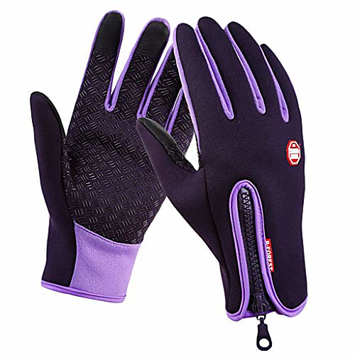 

1 pair of winter thermal gloves motorcycle cycling gloves windproof ski gloves anti-slip touch screen gloves, purple - xl