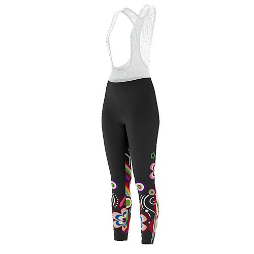 

21Grams Women's Cycling Bib Tights Winter Fleece Bike Bottoms Breathable Quick Dry Sports Floral Botanical Black Mountain Bike MTB Road Bike Cycling Clothing Apparel Bike Wear / Stretchy / Athleisure