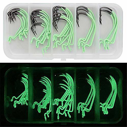 

40 Pcs/Set Fishing Hook High Carbon Steel Luminous Crank Hook Fishing Accessories 40 Luminous Crank Hook Set