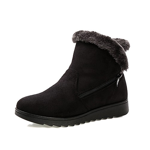 

Women's Boots Snow Boots Fur Lined Round Toe Booties Ankle Boots Casual Outdoor Walking Shoes Suede Wine Red Black Brown