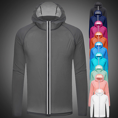 

Women's Rain Jacket Hiking Skin Jacket Hiking Windbreaker Long Sleeve Outerwear Jacket Top Outdoor Packable Lightweight UV Sun Protection Breathable Autumn / Fall Spring Solid Color Sapphire Navy Pink