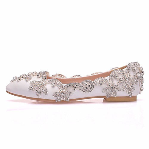 

Women's Wedding Shoes Flat Heel Pointed Toe Wedding Flats Vintage Sexy Minimalism Wedding Party & Evening PU Rhinestone Crystal Sparkling Glitter Solid Colored Silver