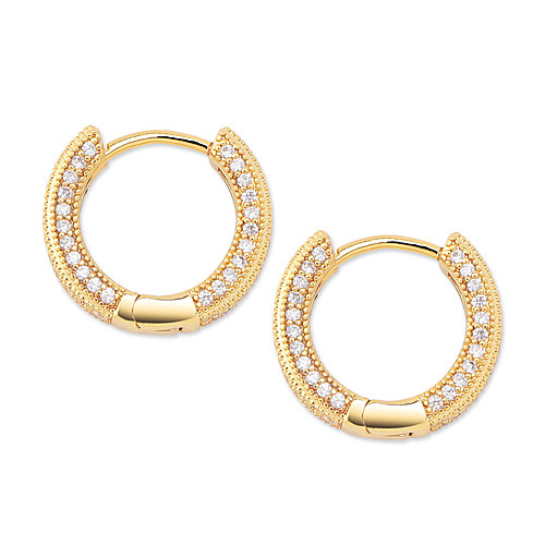 

Women's Clear Cubic Zirconia Hoop Earrings Geometrical Happy Stylish Simple Earrings Jewelry Gold / Silver For Daily Prom