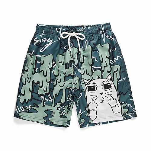 

Men's Swim Trunks Board Shorts Swimsuit Print Animal Green Swimwear Bathing Suits Casual Sports