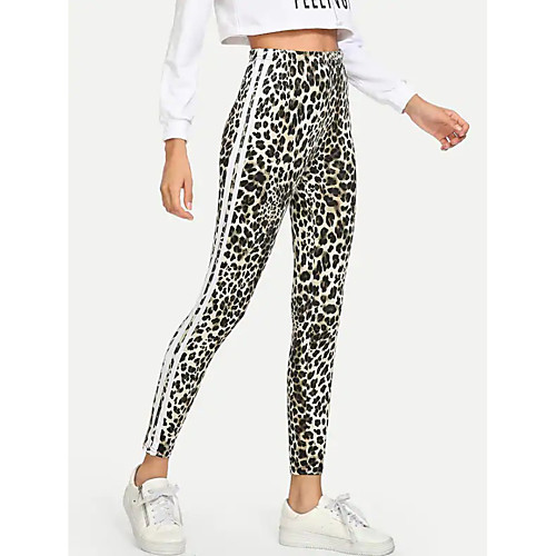 

Women's Sports Leggings Sweatpants Pants Leopard Full Length Print Rainbow