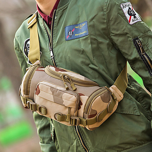 

men canvas camouflage outdoor tactical sport riding waist bag shoulder bag chest bag