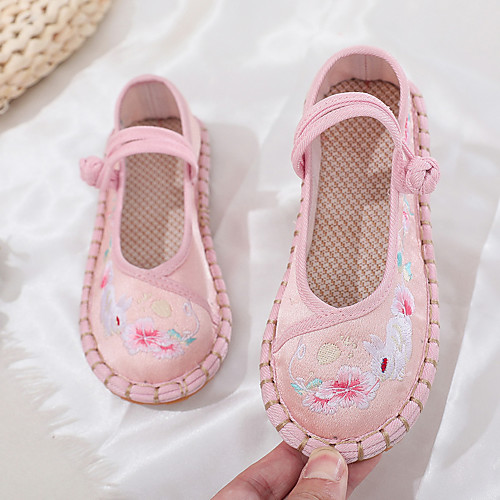 

Girls' Modern Shoes Flat Flat Heel Pink Green Beige Buckle Children's