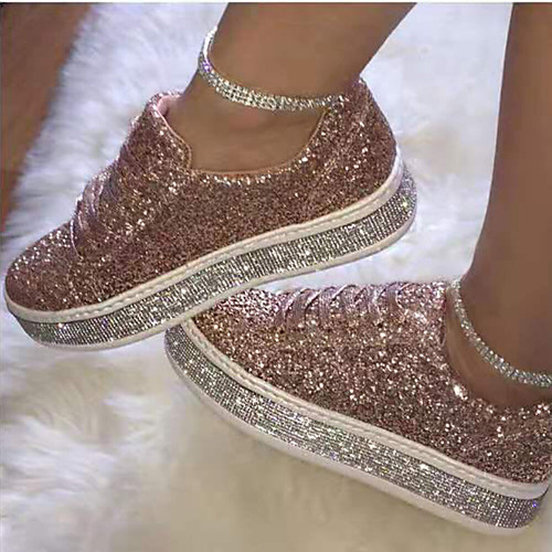 

women glitter fashion lace up party casual shoes flats