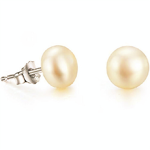 

earrings natural white freshwater pearl stud earrings with sterling silver backings for women