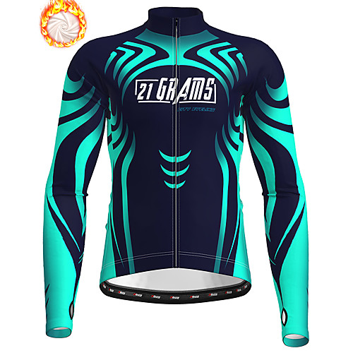 

21Grams Men's Long Sleeve Cycling Jacket Winter Fleece Blue Bike Jacket Top Mountain Bike MTB Road Bike Cycling Thermal Warm Fleece Lining Breathable Sports Clothing Apparel / Stretchy / Athleisure